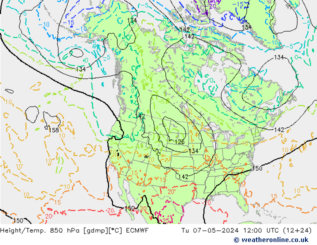 Z500/Rain (+SLP)/Z850 ECMWF вт 07.05.2024 12 UTC