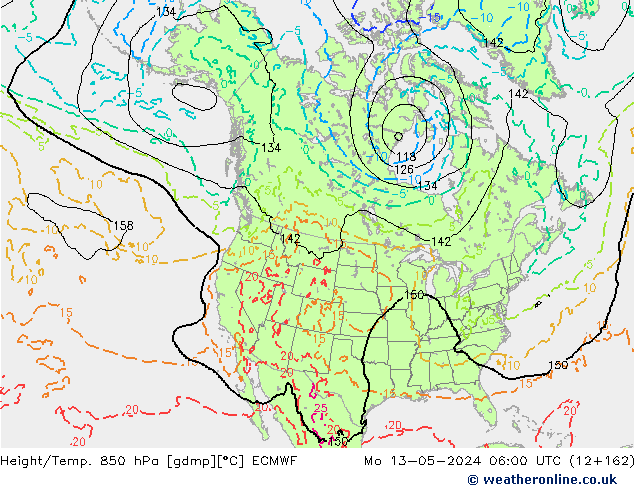 Z500/Rain (+SLP)/Z850 ECMWF Po 13.05.2024 06 UTC