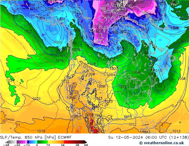 850 hPa Yer Bas./Sıc ECMWF Paz 12.05.2024 06 UTC