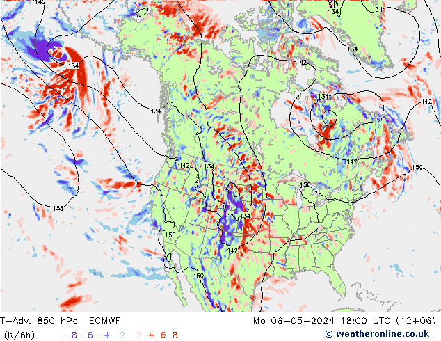 T-Adv. 850 hPa ECMWF Mo 06.05.2024 18 UTC