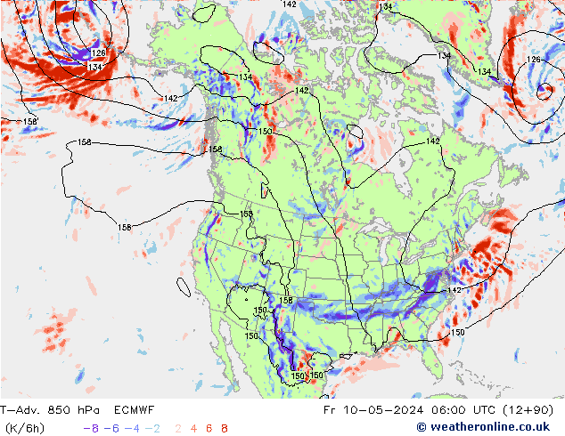 T-Adv. 850 hPa ECMWF vie 10.05.2024 06 UTC