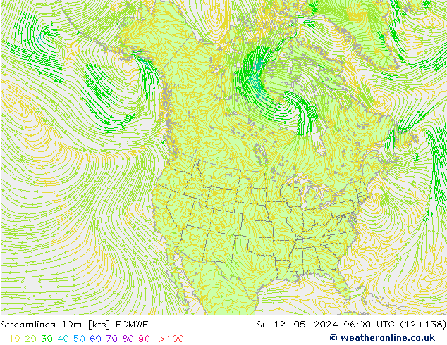 Stroomlijn 10m ECMWF zo 12.05.2024 06 UTC