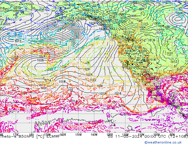 Theta-e 850hPa ECMWF So 11.05.2024 00 UTC