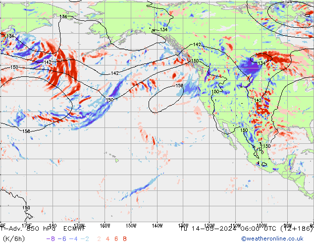 T-Adv. 850 hPa ECMWF Ter 14.05.2024 06 UTC