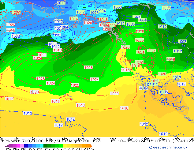 Thck 700-1000 hPa ECMWF pt. 10.05.2024 18 UTC