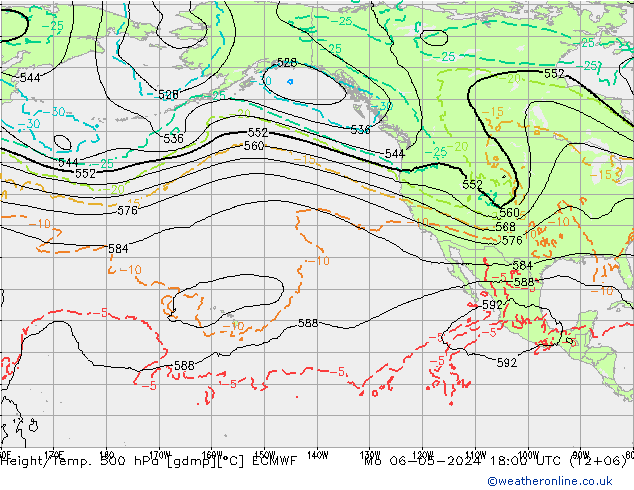 Z500/Rain (+SLP)/Z850 ECMWF  06.05.2024 18 UTC
