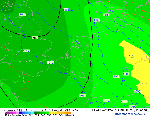 Thck 500-1000hPa ECMWF wto. 14.05.2024 18 UTC