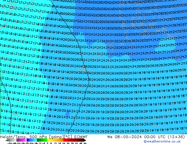 Z500/Rain (+SLP)/Z850 ECMWF St 08.05.2024 00 UTC