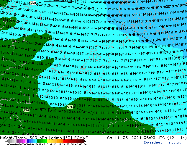 Z500/Regen(+SLP)/Z850 ECMWF za 11.05.2024 06 UTC