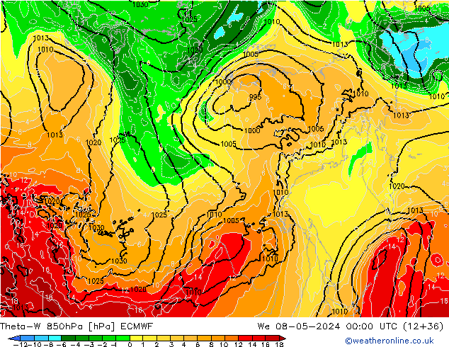 Theta-W 850hPa ECMWF We 08.05.2024 00 UTC