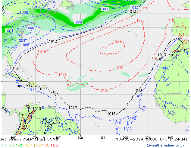 Prąd strumieniowy ECMWF pt. 10.05.2024 00 UTC