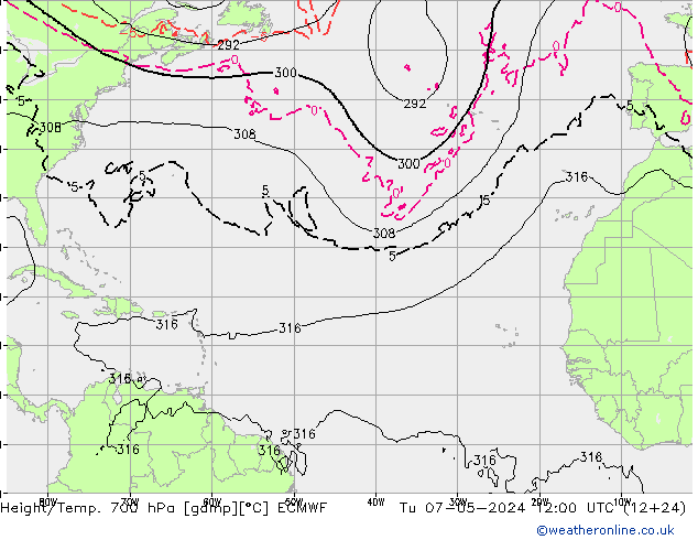 Height/Temp. 700 hPa ECMWF  07.05.2024 12 UTC