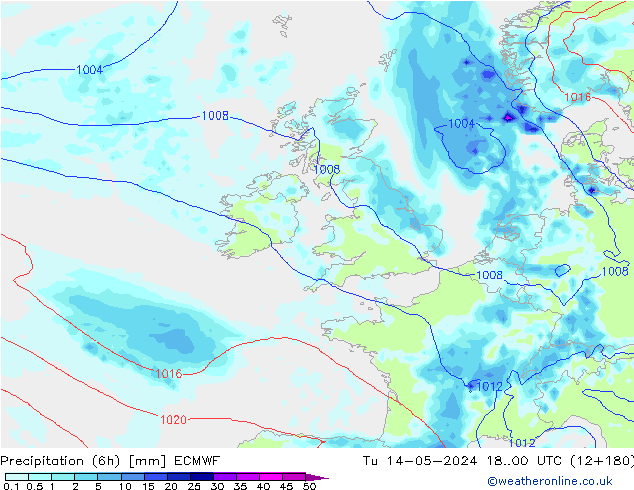 Z500/Rain (+SLP)/Z850 ECMWF Tu 14.05.2024 00 UTC