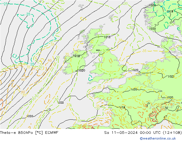 Theta-e 850hPa ECMWF  11.05.2024 00 UTC