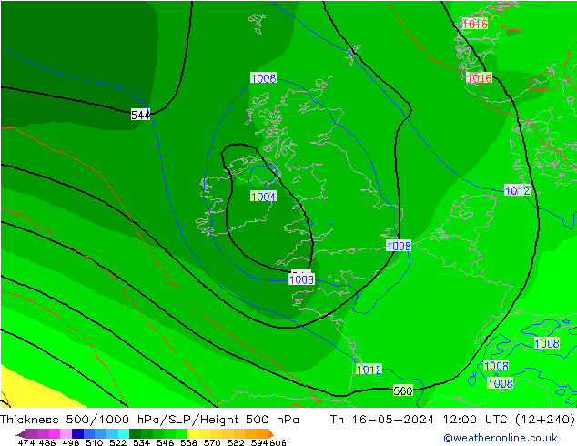 Thck 500-1000hPa ECMWF Th 16.05.2024 12 UTC