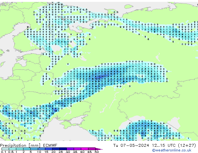 Precipitation ECMWF Tu 07.05.2024 15 UTC