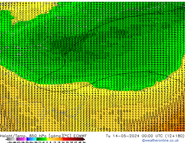 Z500/Regen(+SLP)/Z850 ECMWF di 14.05.2024 00 UTC