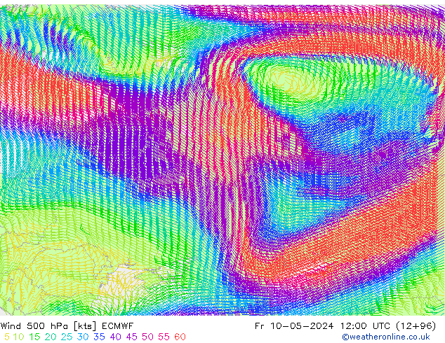 Vent 500 hPa ECMWF ven 10.05.2024 12 UTC