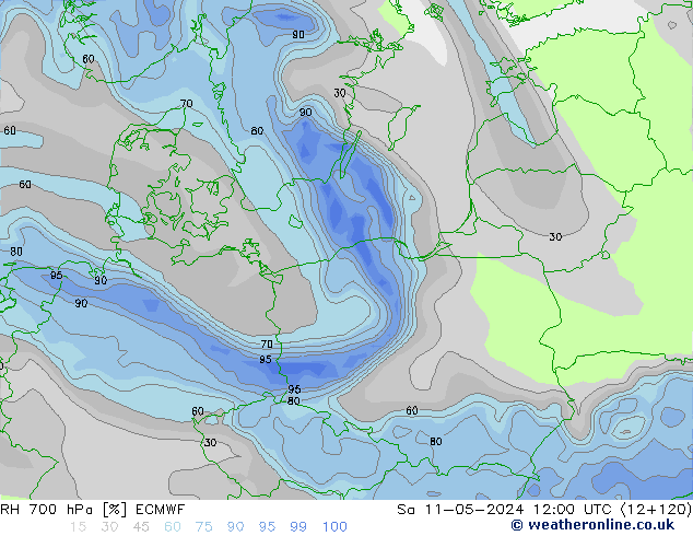 RV 700 hPa ECMWF za 11.05.2024 12 UTC