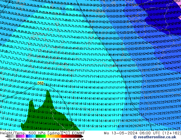 Z500/Rain (+SLP)/Z850 ECMWF Mo 13.05.2024 06 UTC