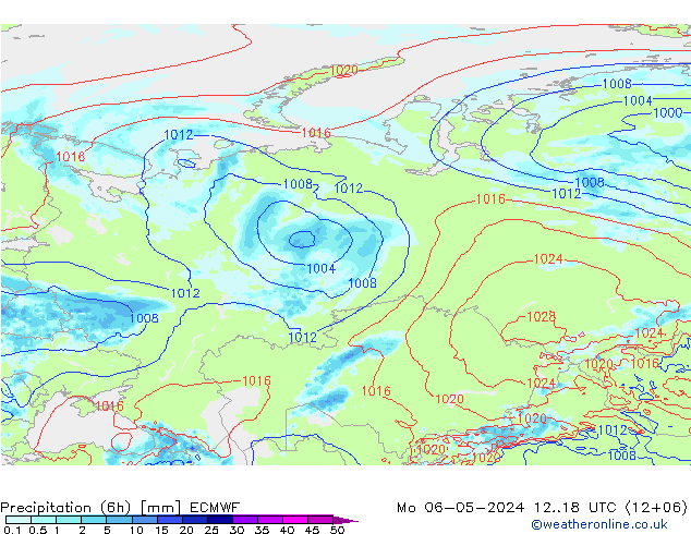 Z500/Rain (+SLP)/Z850 ECMWF lun 06.05.2024 18 UTC