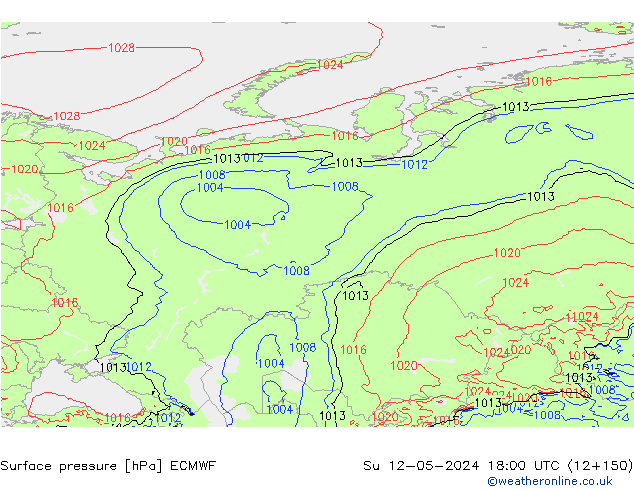 приземное давление ECMWF Вс 12.05.2024 18 UTC