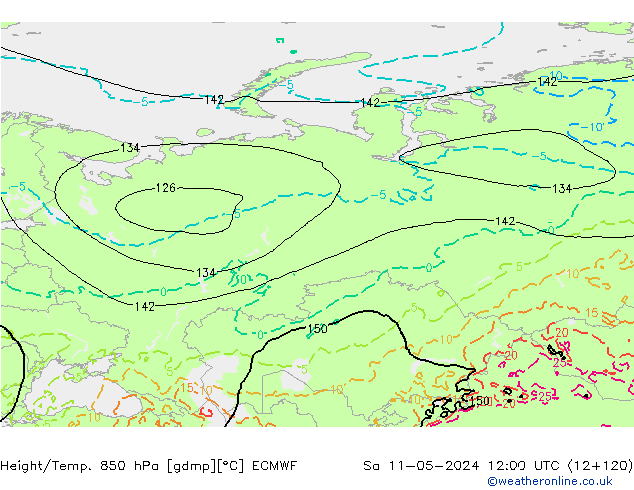 Z500/Regen(+SLP)/Z850 ECMWF za 11.05.2024 12 UTC