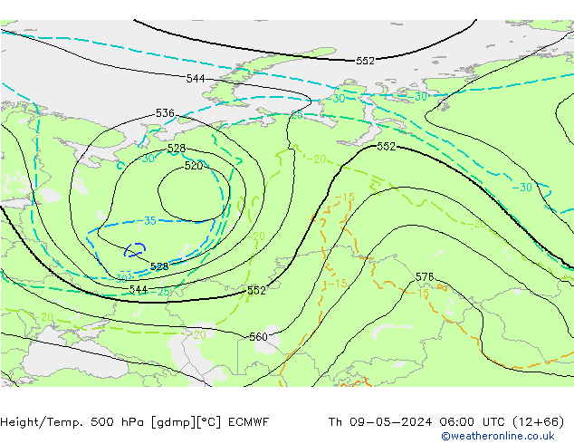 Z500/Rain (+SLP)/Z850 ECMWF  09.05.2024 06 UTC