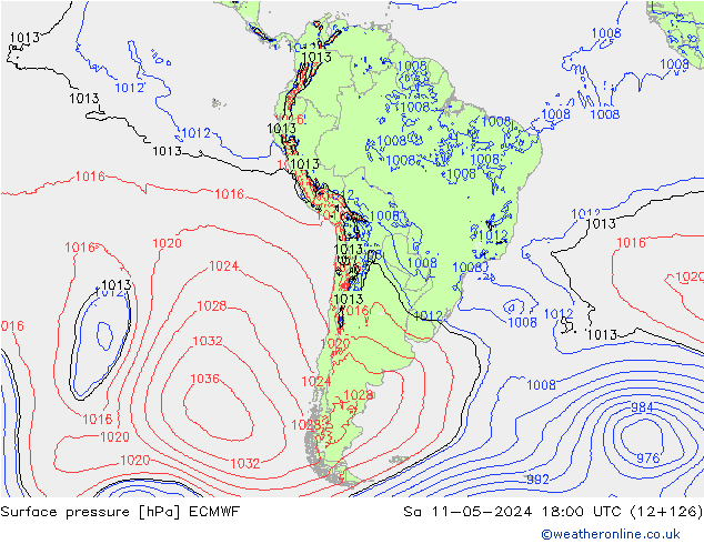 ciśnienie ECMWF so. 11.05.2024 18 UTC