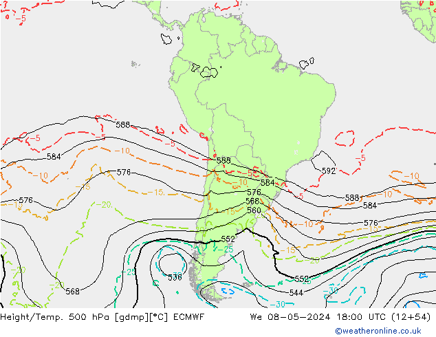 Z500/Rain (+SLP)/Z850 ECMWF We 08.05.2024 18 UTC