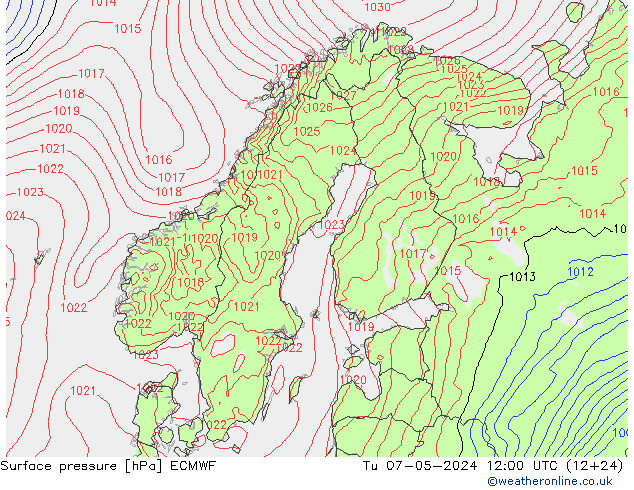 приземное давление ECMWF вт 07.05.2024 12 UTC