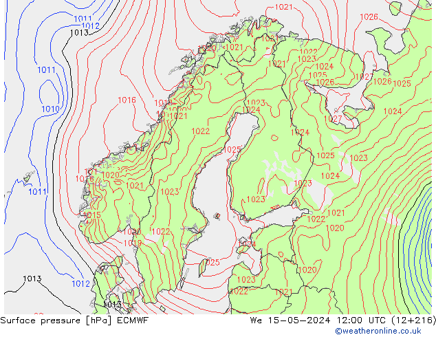 приземное давление ECMWF ср 15.05.2024 12 UTC