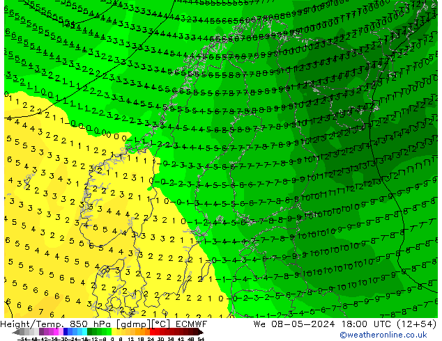 Z500/Rain (+SLP)/Z850 ECMWF We 08.05.2024 18 UTC