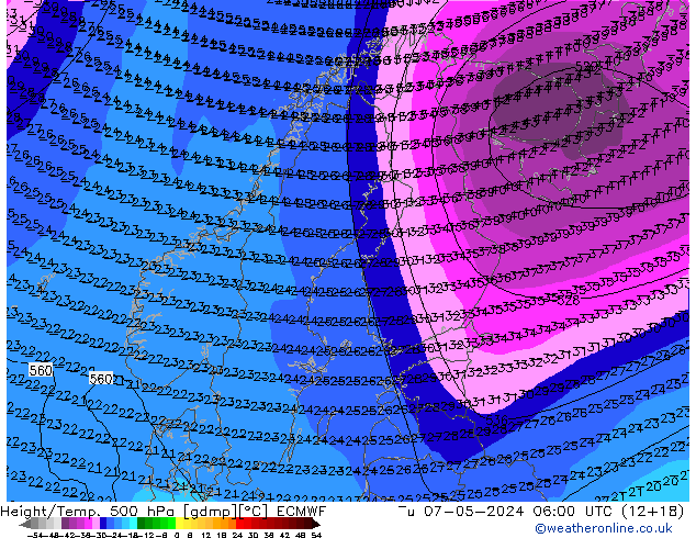 Z500/Rain (+SLP)/Z850 ECMWF mar 07.05.2024 06 UTC