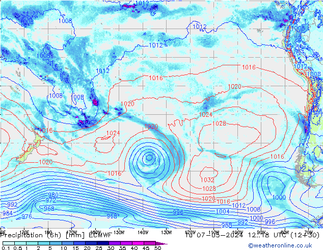 Z500/Rain (+SLP)/Z850 ECMWF Út 07.05.2024 18 UTC