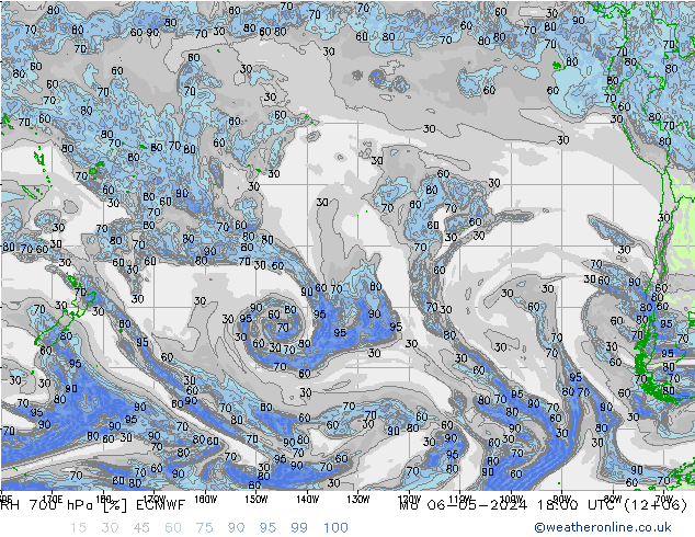 RH 700 hPa ECMWF  06.05.2024 18 UTC