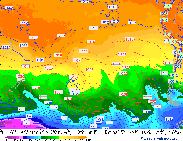 850-1000 hPa Kalınlığı ECMWF Pzt 06.05.2024 18 UTC