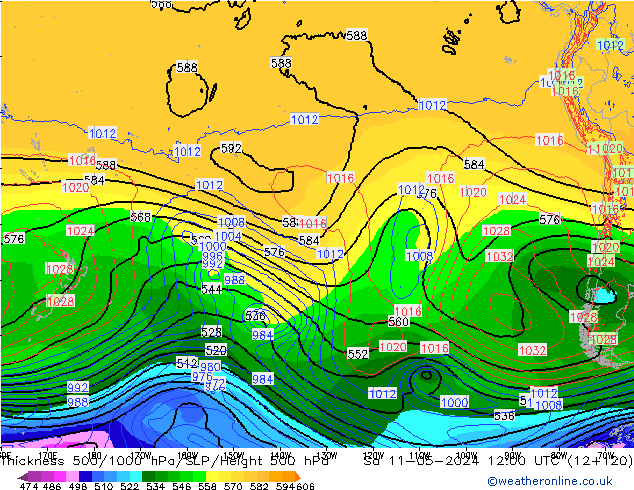 Thck 500-1000hPa ECMWF Sa 11.05.2024 12 UTC