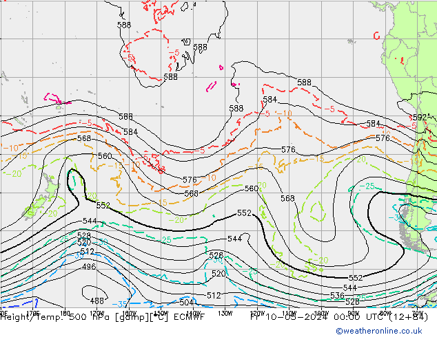 Z500/Rain (+SLP)/Z850 ECMWF Fr 10.05.2024 00 UTC