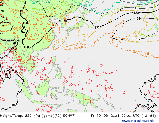 Z500/Rain (+SLP)/Z850 ECMWF vie 10.05.2024 00 UTC