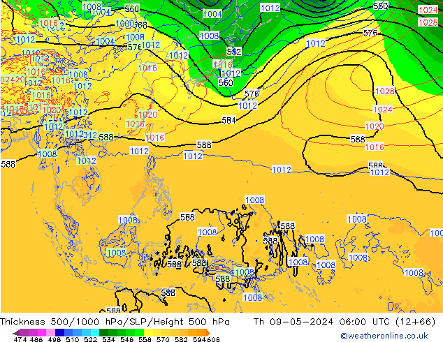 500-1000 hPa Kalınlığı ECMWF Per 09.05.2024 06 UTC