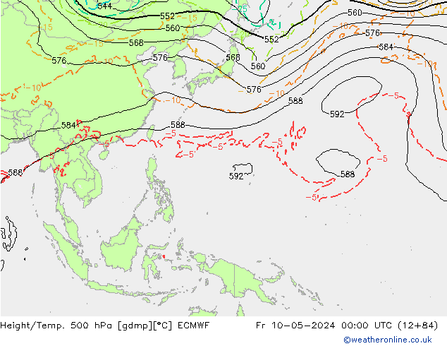 Z500/Rain (+SLP)/Z850 ECMWF vie 10.05.2024 00 UTC