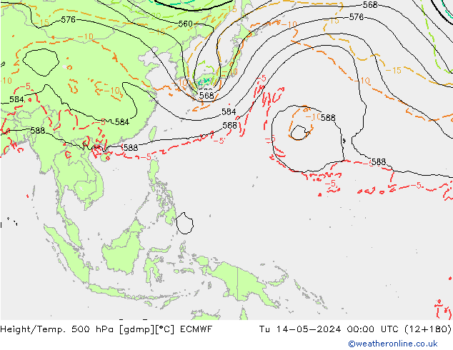 Z500/Rain (+SLP)/Z850 ECMWF Tu 14.05.2024 00 UTC