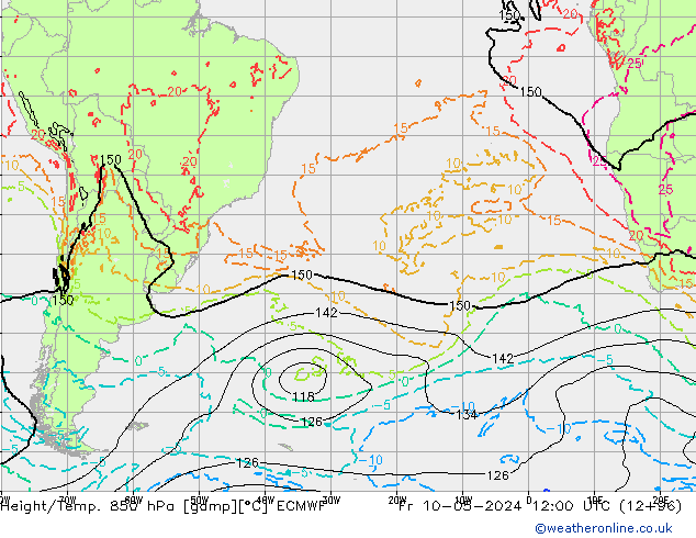 Z500/Regen(+SLP)/Z850 ECMWF vr 10.05.2024 12 UTC