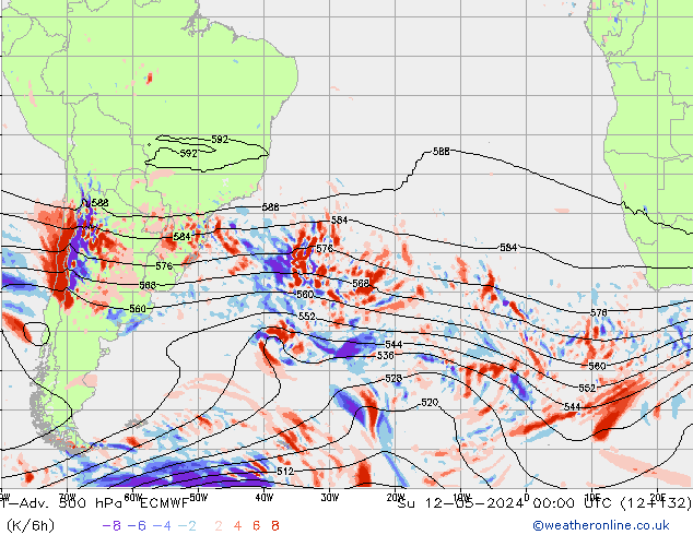 T-Adv. 500 hPa ECMWF nie. 12.05.2024 00 UTC