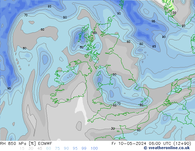 RH 850 hPa ECMWF ven 10.05.2024 06 UTC