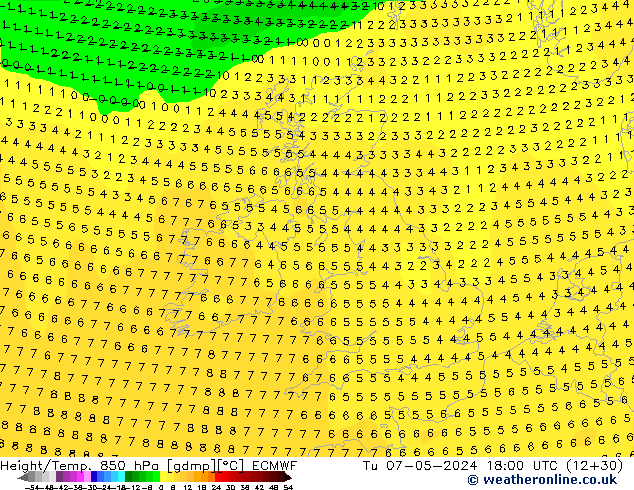 Z500/Rain (+SLP)/Z850 ECMWF Tu 07.05.2024 18 UTC