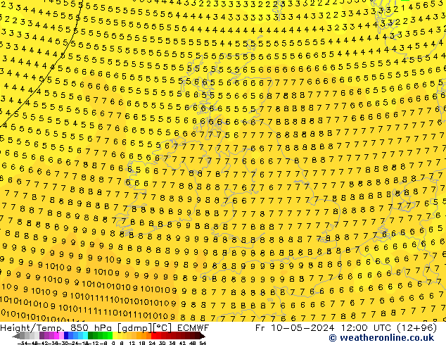 Z500/Rain (+SLP)/Z850 ECMWF vie 10.05.2024 12 UTC