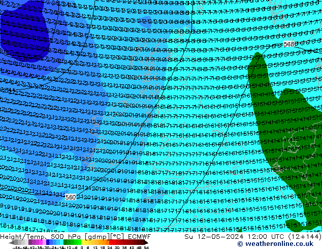 Z500/Rain (+SLP)/Z850 ECMWF dim 12.05.2024 12 UTC