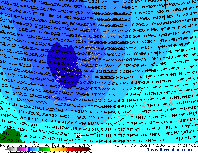 Z500/Regen(+SLP)/Z850 ECMWF ma 13.05.2024 12 UTC